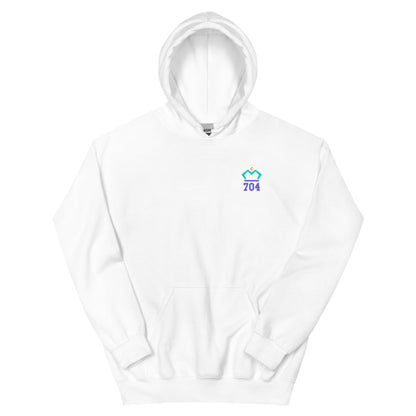 Train Like a Machine 704 - Hoodie - Hoodie - Creative Minds Wear - A White hoodie with a crown logo and 704 on the front