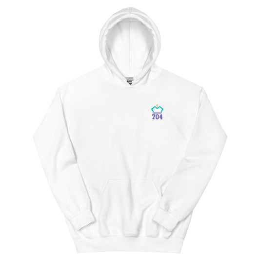 Train Like a Machine 704 - Hoodie - Hoodie - Creative Minds Wear - A White hoodie with a crown logo and 704 on the front